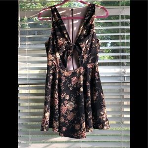 Floral front tie skater dress